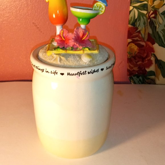 8" INCH YANKEE CANDLE COLORFUL FRUITY DRINK CANDLE HOLDER JAR WITH LID, EMPTY! - Picture 11 of 14